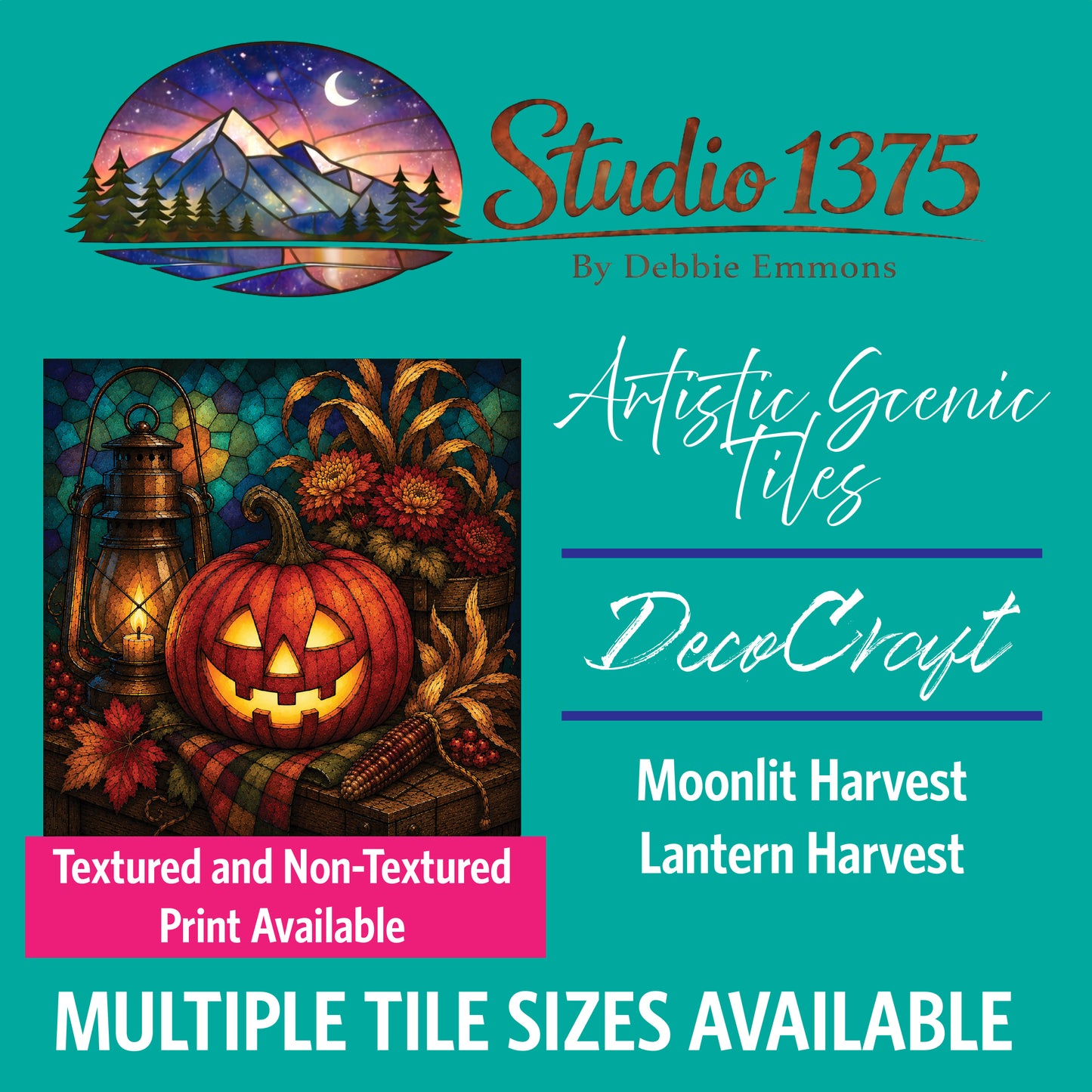 DecoCraft - Studio 1375 - Scenic Elevated Texture Tiles - Moonlit Harvest - Lantern Harvest
