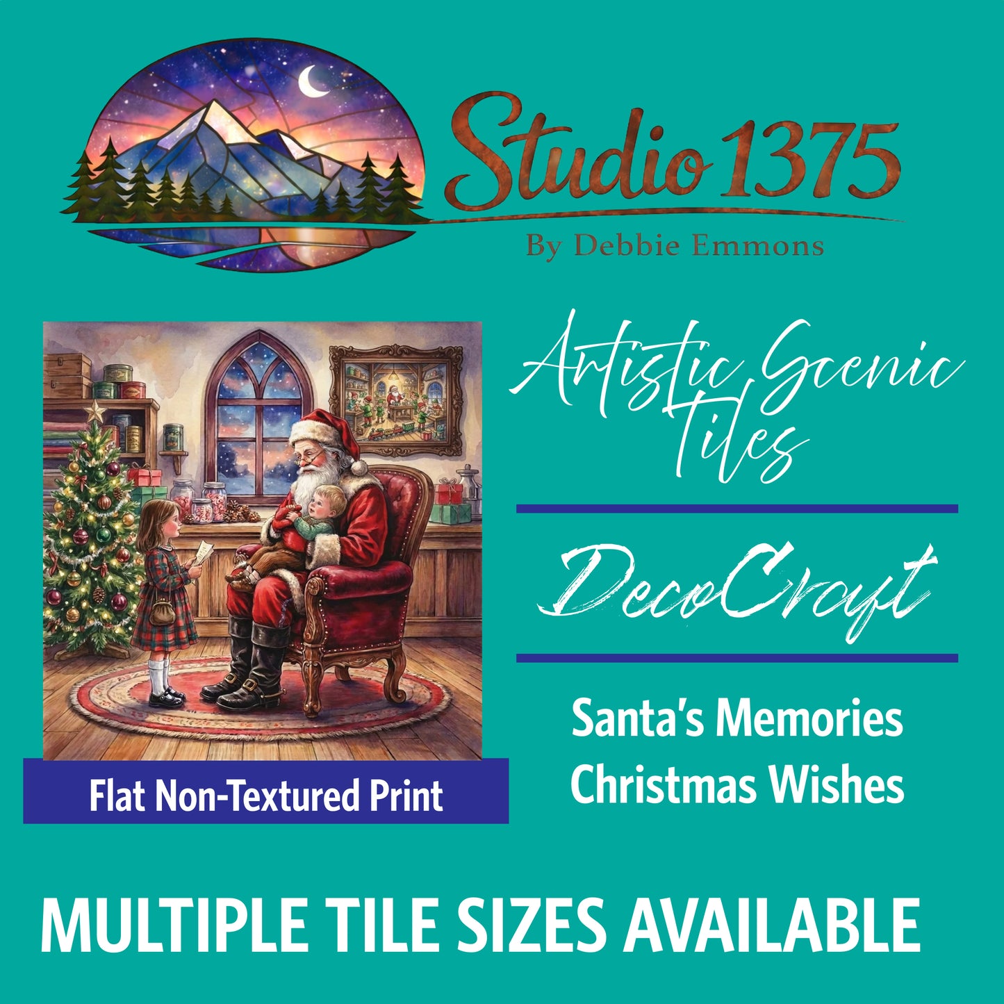 DecoCraft - Studio 1375 - Scenic Tiles Series - Santa's Christmas Memories - Christmas Wishes