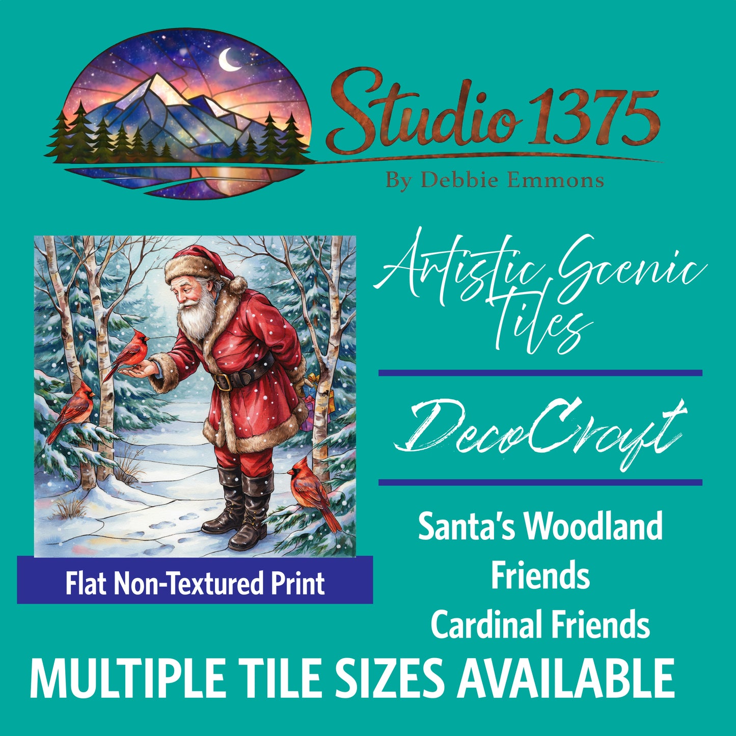 DecoCraft - Studio 1375 - Scenic Tiles Series - Santa's Woodland Friends - Cardinal Friends