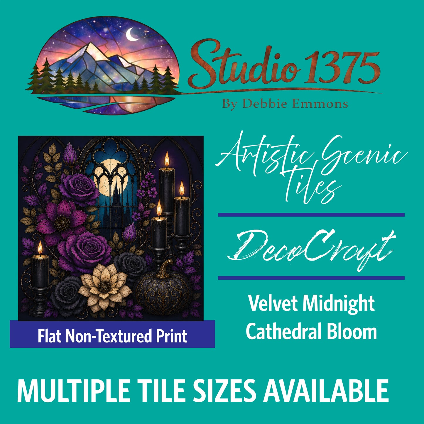 DecoCraft - Studio 1375 - Scenic Tiles Series - Velvet Midnight - Cathedral Bloom