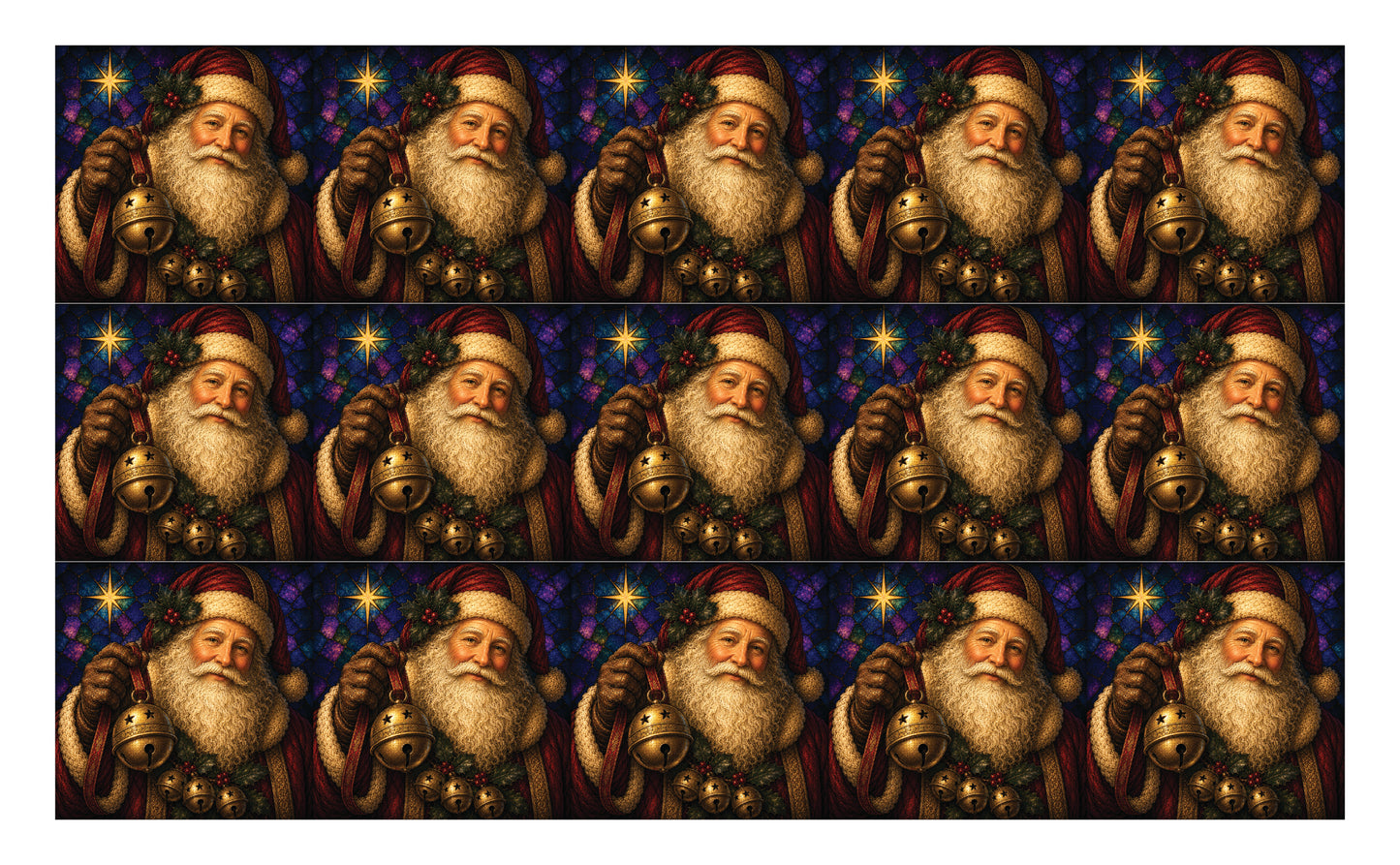 DecoCraft - Studio 1375 - Scenic Tiles Series - Vintage Christmas Santa - Bells