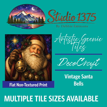 DecoCraft - Studio 1375 - Scenic Tiles Series - Vintage Christmas Santa - Bells