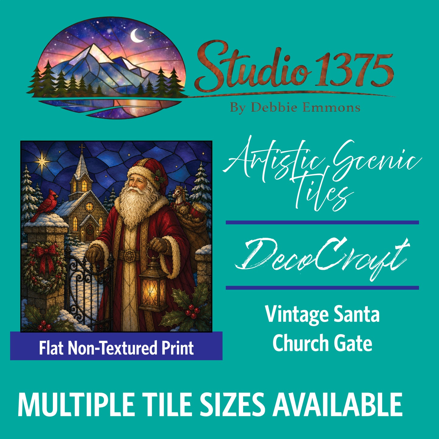DecoCraft - Studio 1375 - Scenic Tiles Series - Vintage Christmas Santa - Church Gate