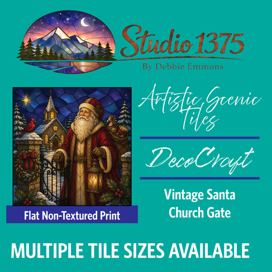 DecoCraft - Studio 1375 - Scenic Tiles Series - Vintage Christmas Santa - Church Gate