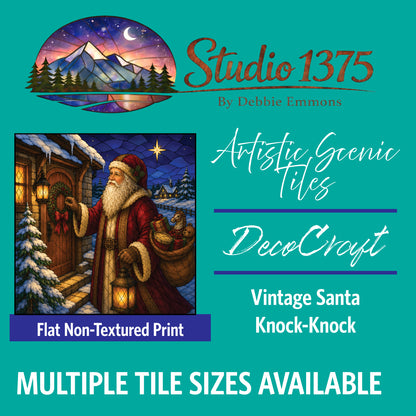 DecoCraft - Studio 1375 - Scenic Tiles Series - Vintage Christmas Santa - Knock-Knock