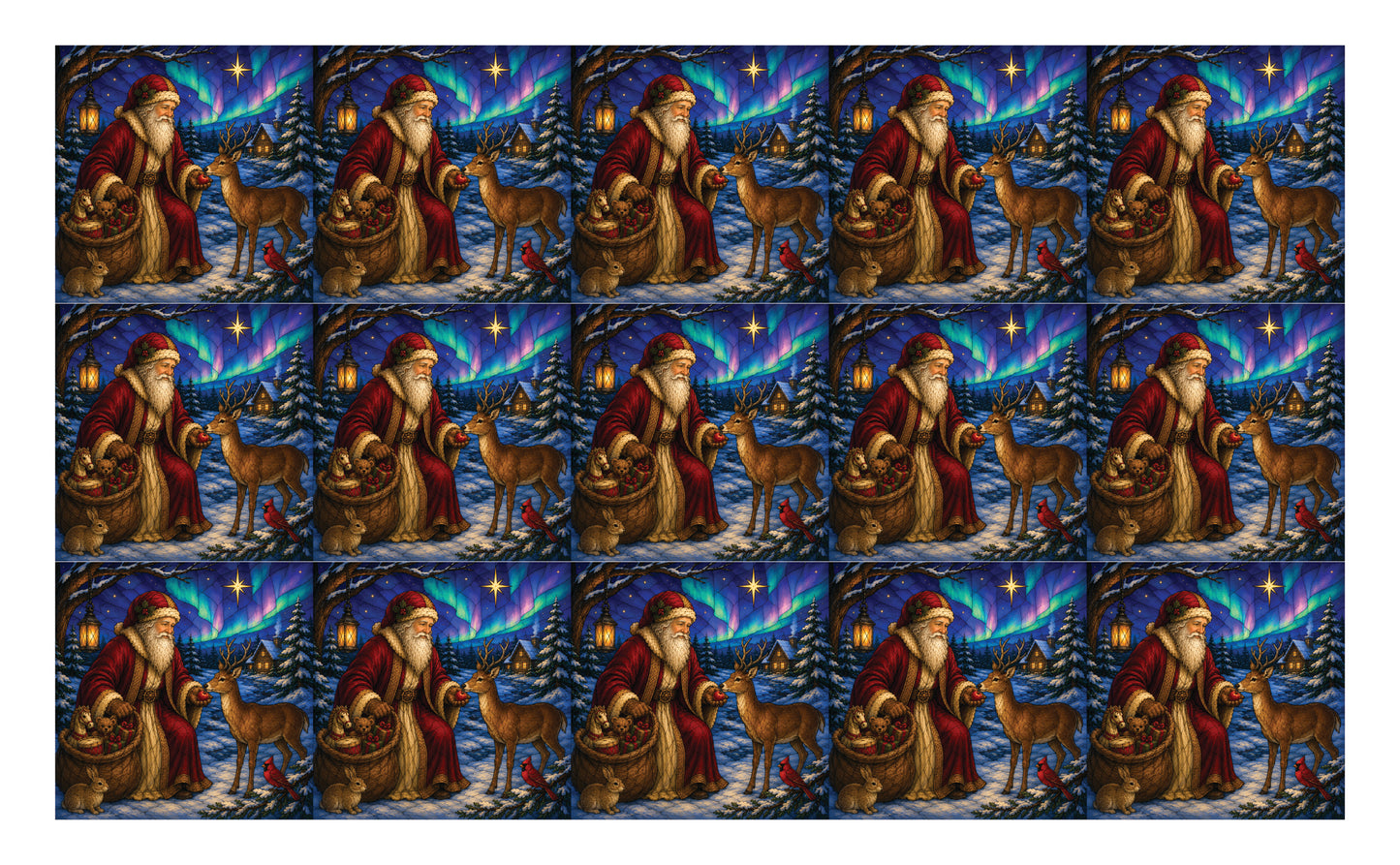 DecoCraft - Studio 1375 - Scenic Tiles Series - Vintage Christmas Santa - Woodland Deer