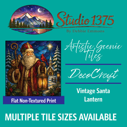 DecoCraft - Studio 1375 - Scenic Tiles Series - Vintage Christmas Santa - Lantern