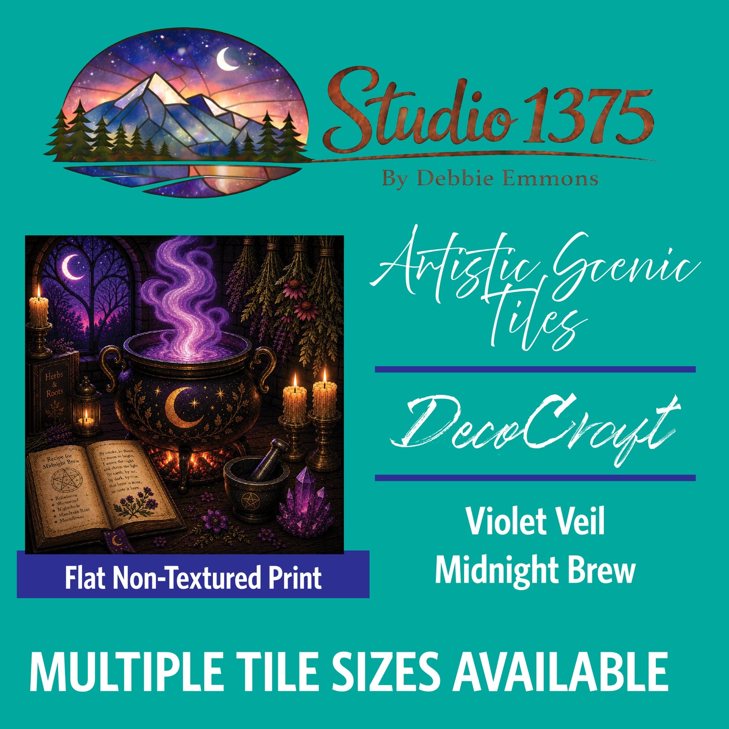 DecoCraft - Studio 1375 - Scenic Tiles Series - Violet Veil - Midnight Brew