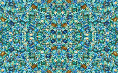 DecoCraft - Studio 1375 -Azure Turtle Reef Mirrored