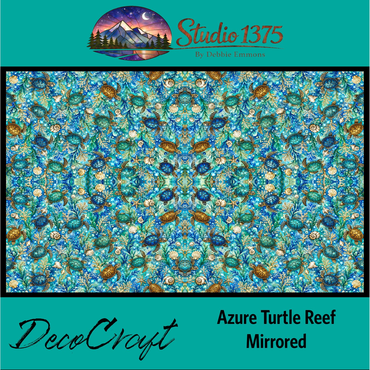 DecoCraft - Studio 1375 -Azure Turtle Reef Mirrored