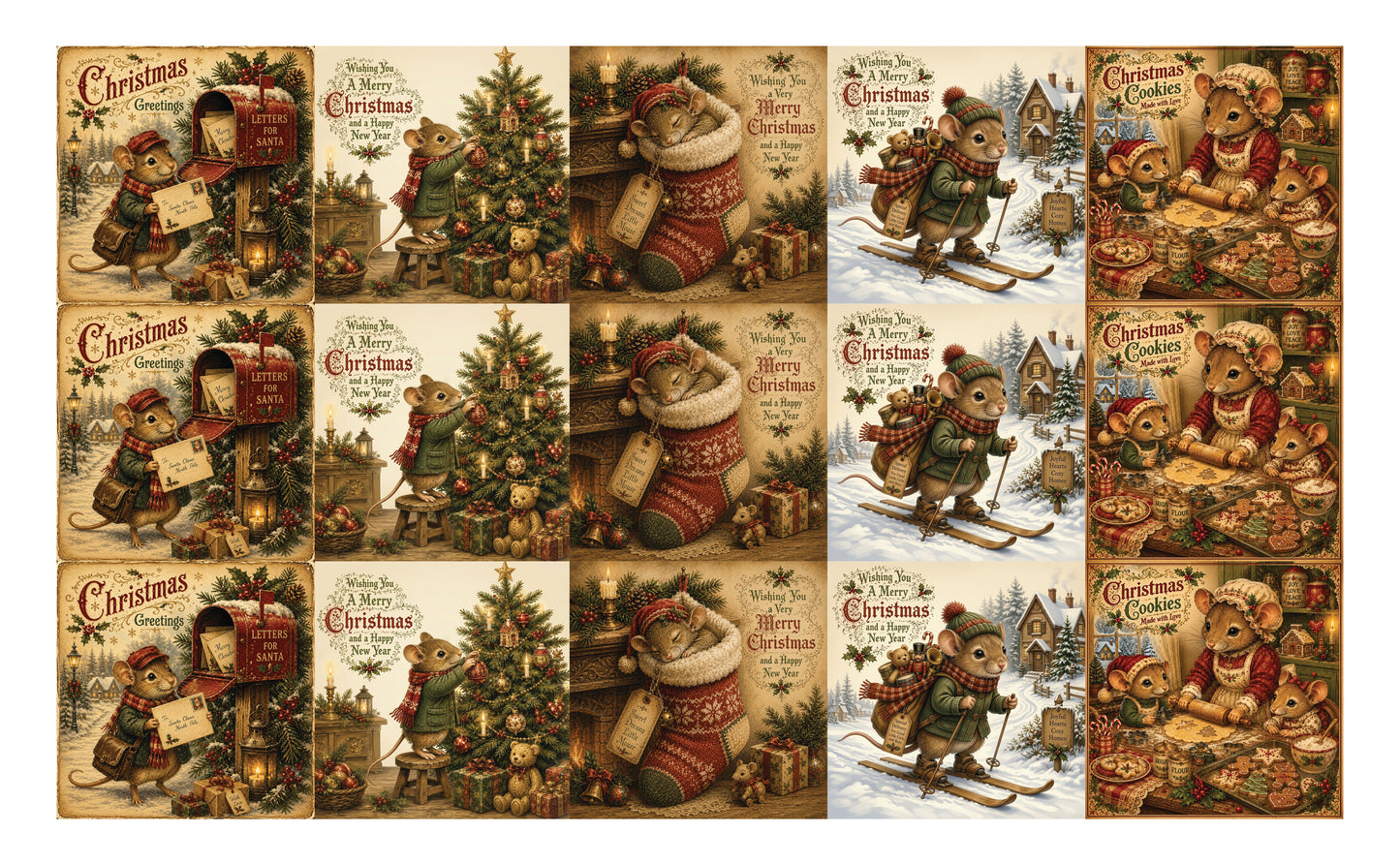 DecoCraft - Studio 1375 - Scenic Tiles Series - Merry Mouse Christmas Assortment I