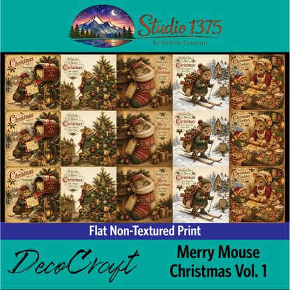 DecoCraft - Studio 1375 - Scenic Tiles Series - Merry Mouse Christmas Assortment I