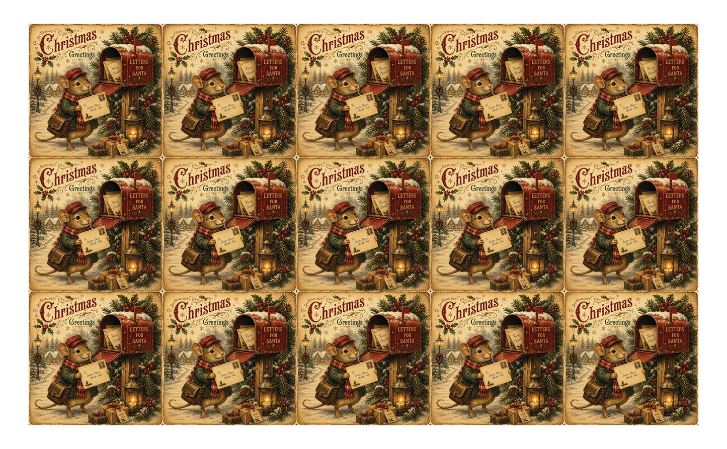 DecoCraft - Studio 1375 - Scenic Tiles Series - Merry Mouse Christmas - Santa Letters