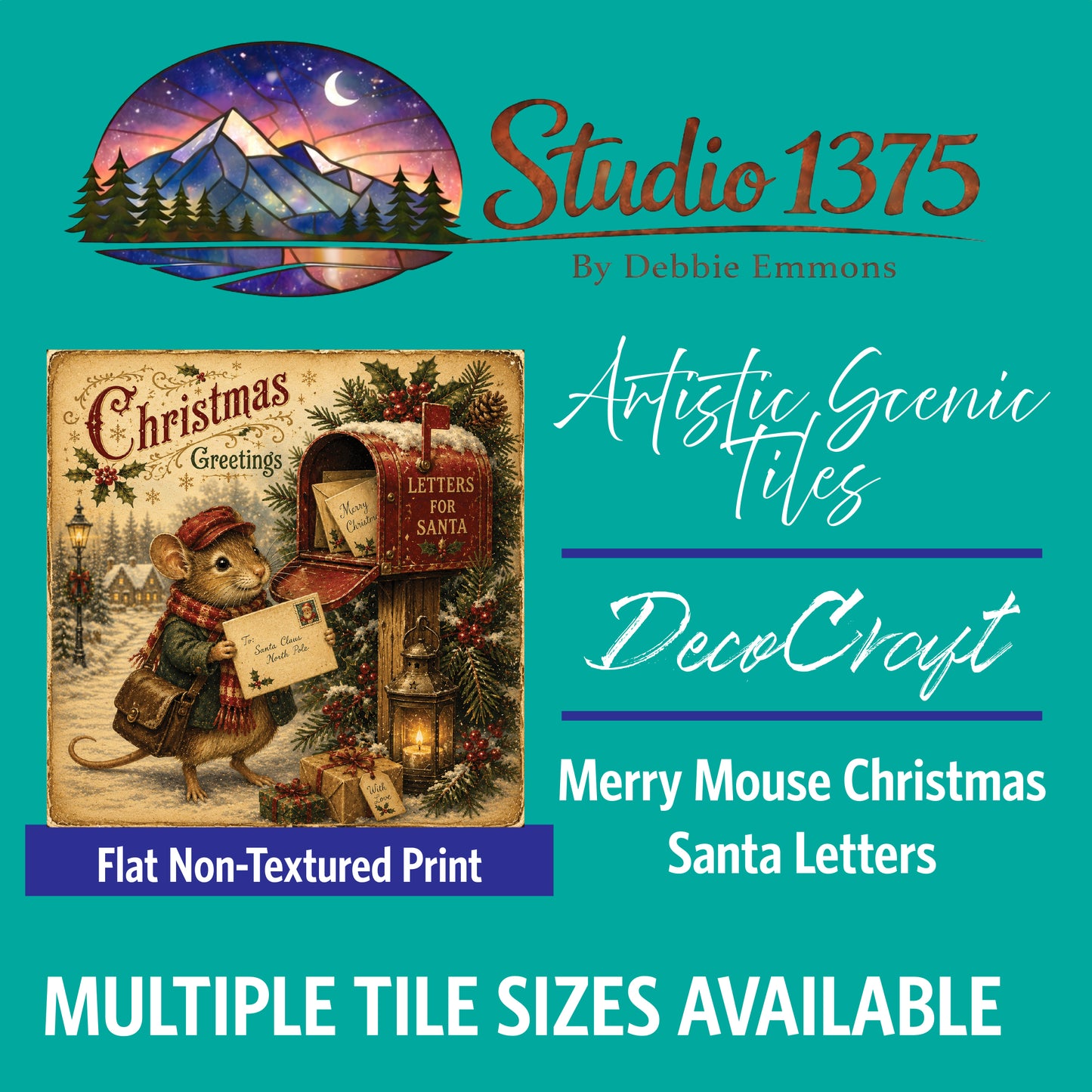 DecoCraft - Studio 1375 - Scenic Tiles Series - Merry Mouse Christmas - Santa Letters