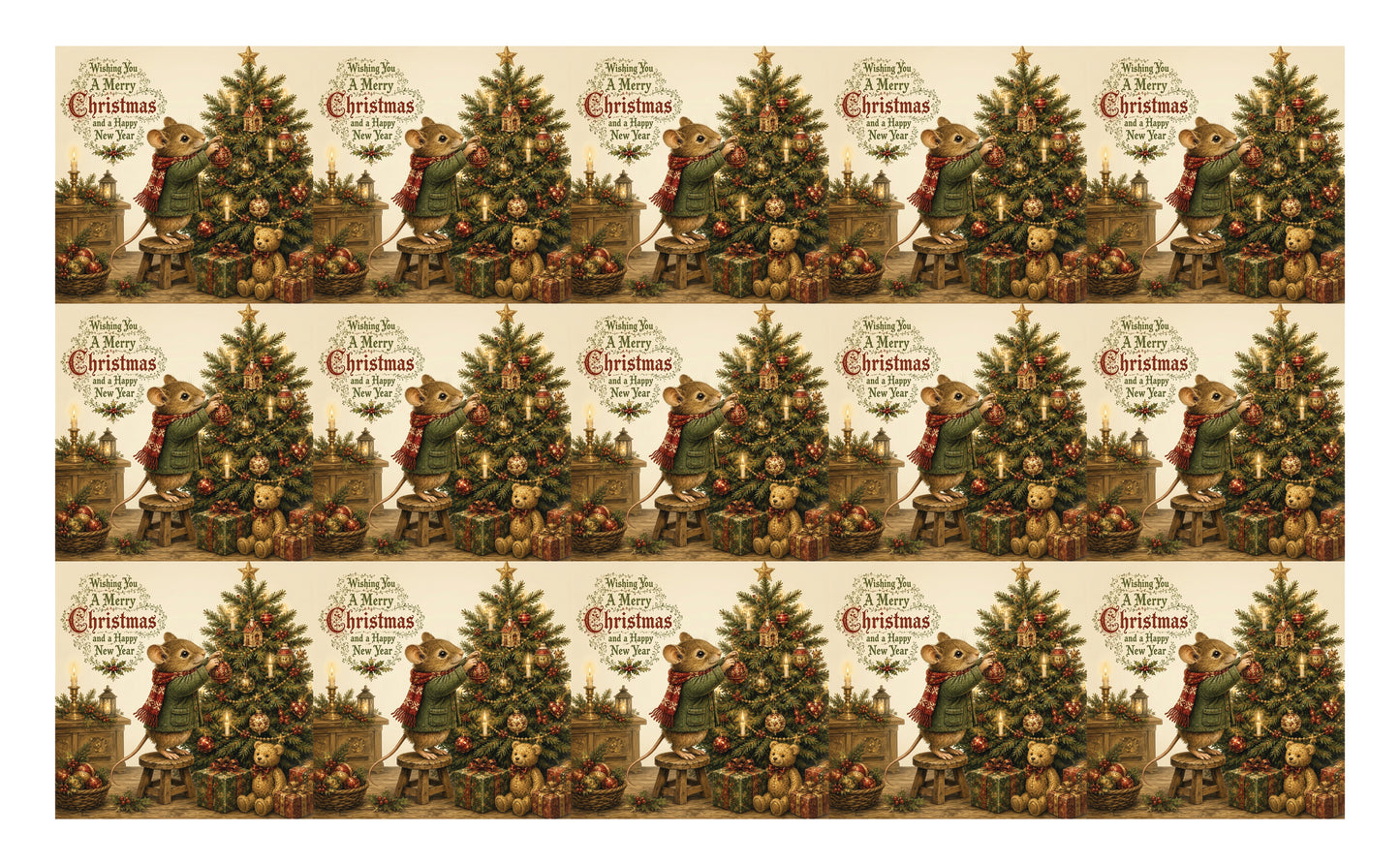DecoCraft - Studio 1375 - Scenic Tiles Series - Merry Mouse Christmas - Trimming the Tree