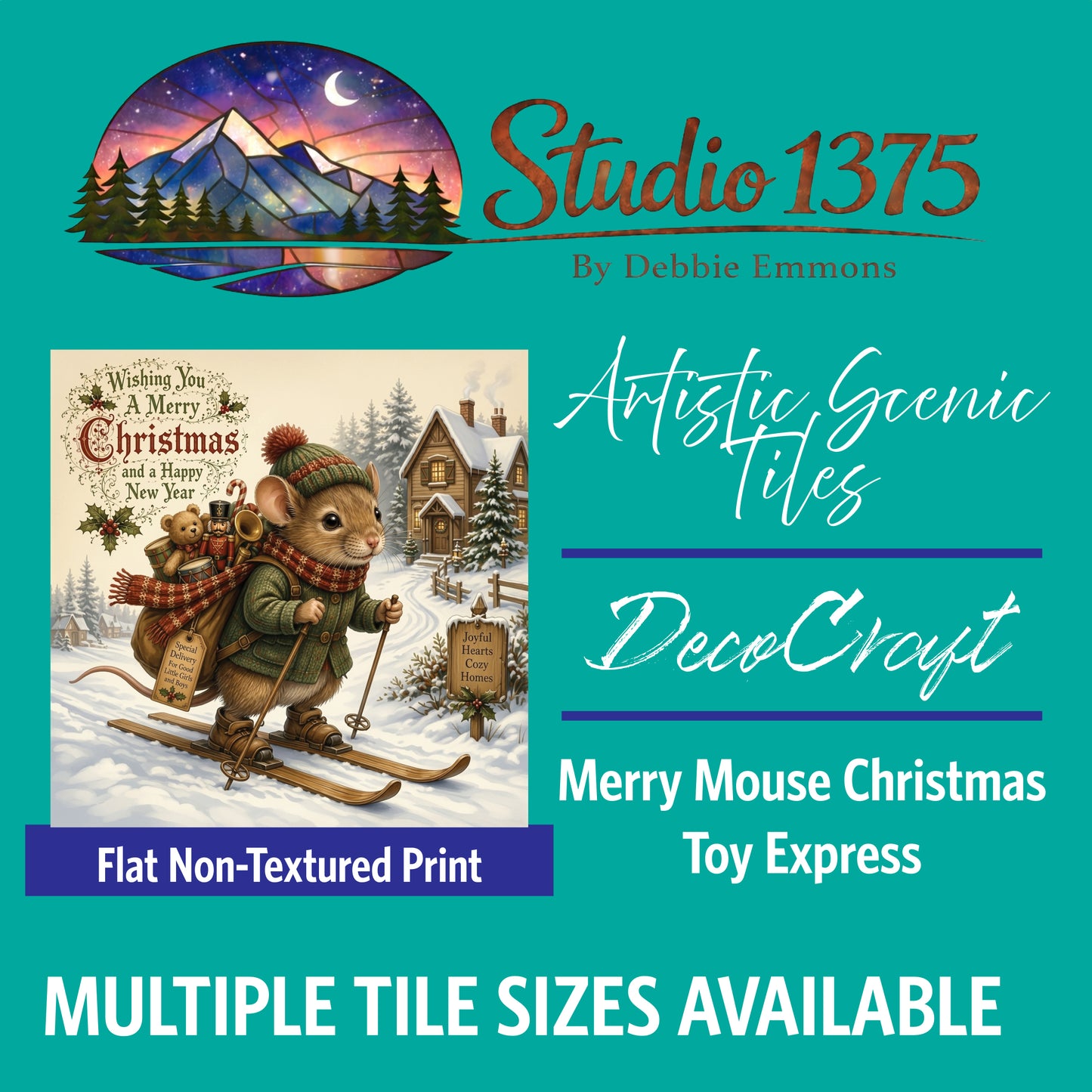 DecoCraft - Studio 1375 - Scenic Tiles Series - Merry Mouse Christmas - Toy Express