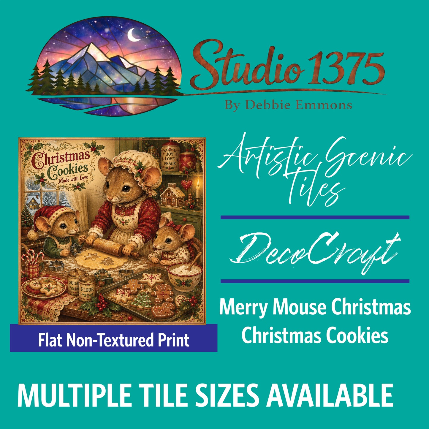 DecoCraft - Studio 1375 - Scenic Tiles Series - Merry Mouse Christmas - Christmas Cookies