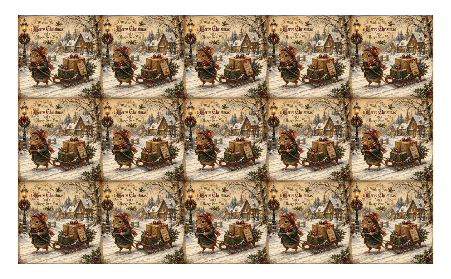 DecoCraft - Studio 1375 - Scenic Tiles Series - Merry Mouse Christmas - Christmas Delivery