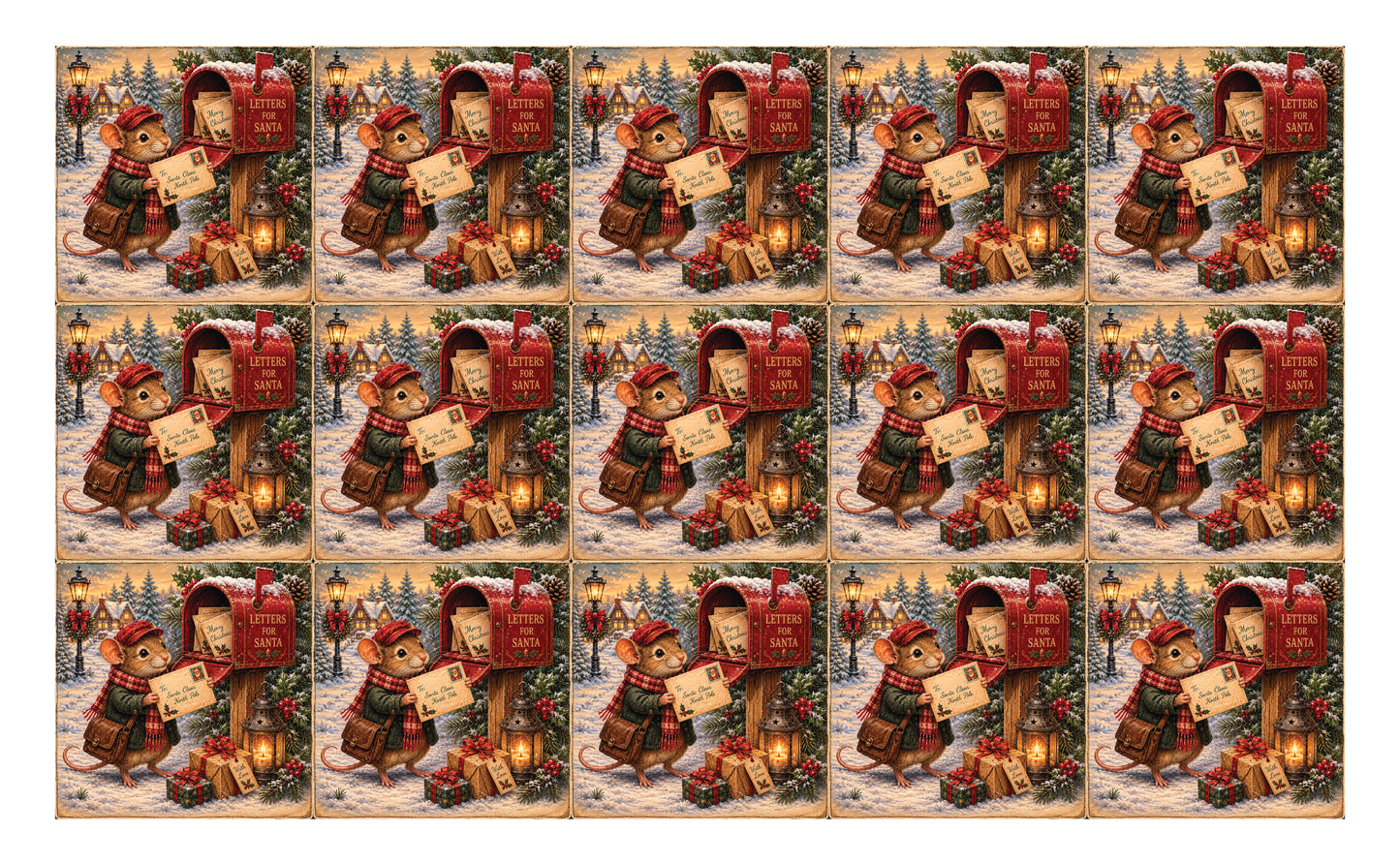 DecoCraft - Studio 1375 - Scenic Tiles Series - Merry Mouse Christmas - Messenger Mouse