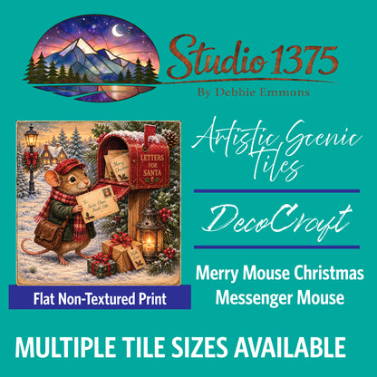 DecoCraft - Studio 1375 - Scenic Tiles Series - Merry Mouse Christmas - Messenger Mouse