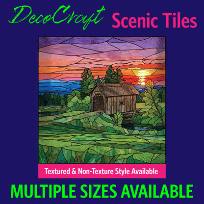 DecoCraft - Scenic Elevated Texture Tiles - Sunset Cabin Overlook