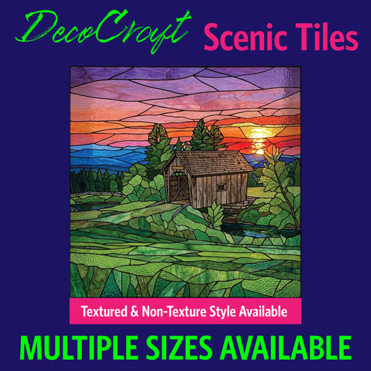 DecoCraft - Scenic Elevated Texture Tiles - Sunset Cabin Overlook