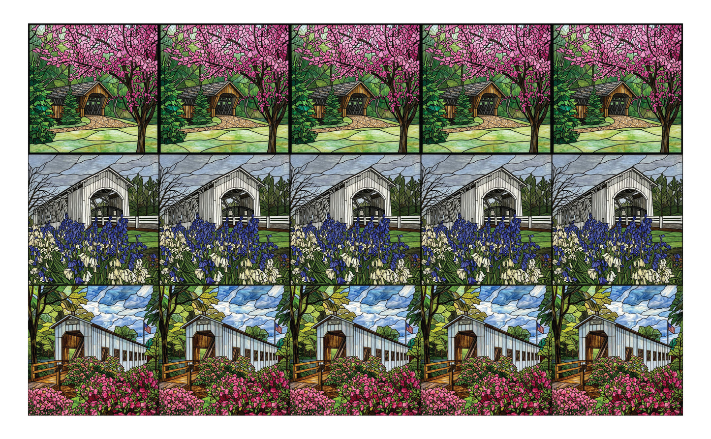 DecoCraft - Scenic Elevated Texture Tiles - Cover Bridges - Spring