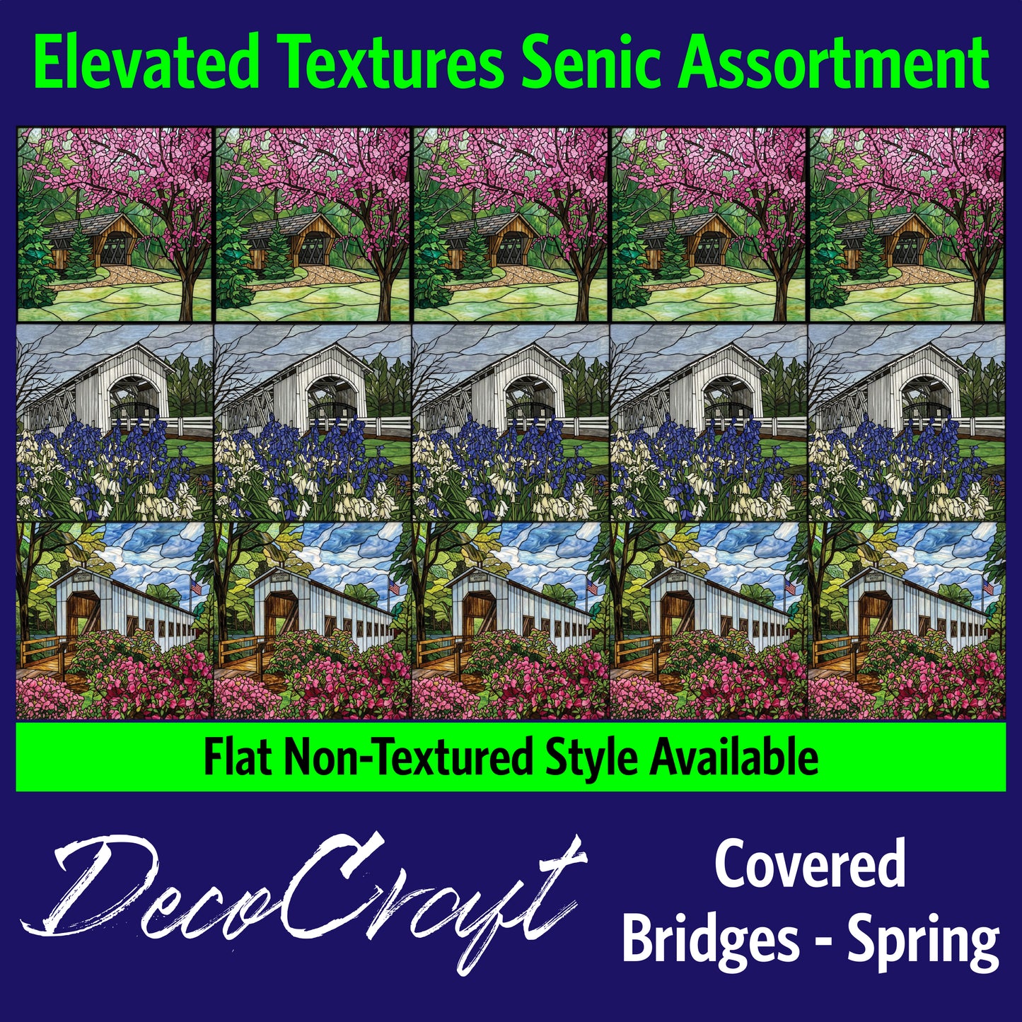 DecoCraft - Scenic Elevated Texture Tiles - Cover Bridges - Spring