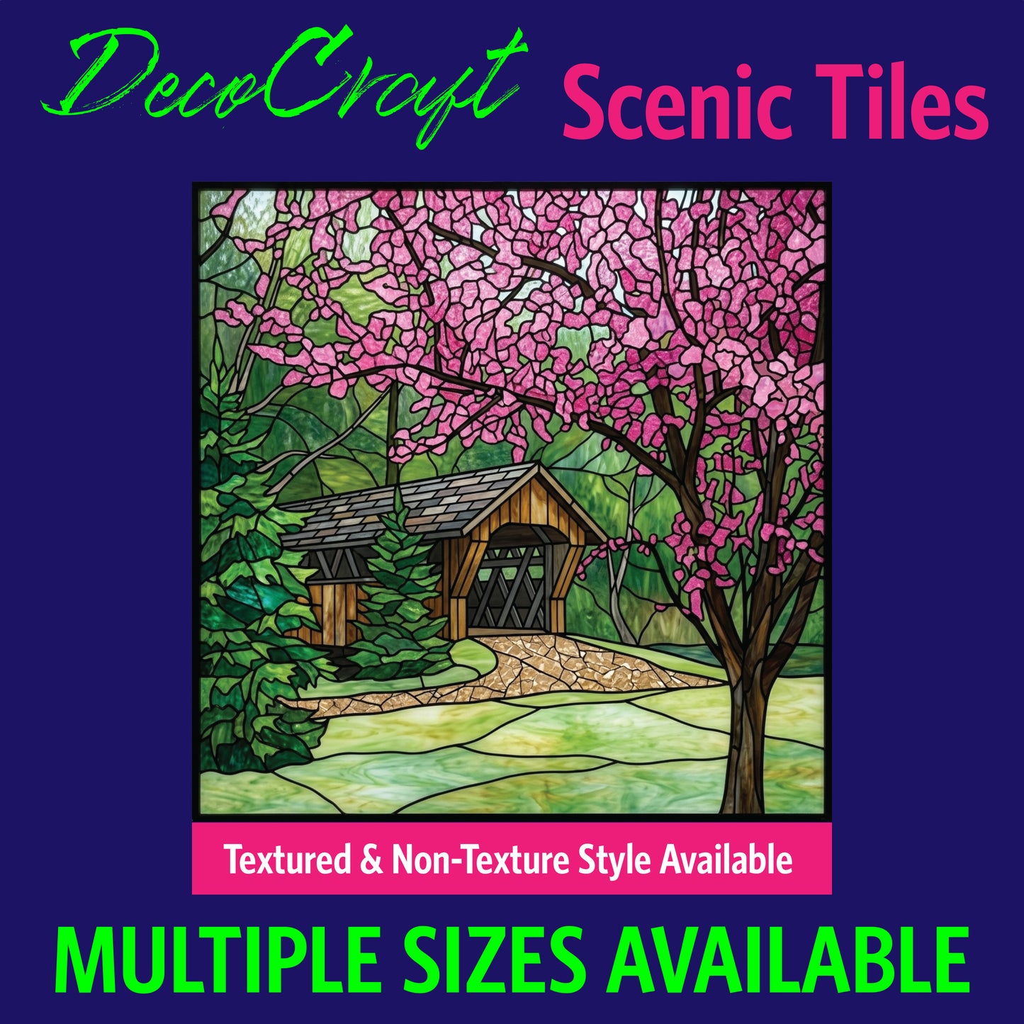 DecoCraft - Scenic Elevated Texture Tiles - Covered Bridges - Bridge Blossoms