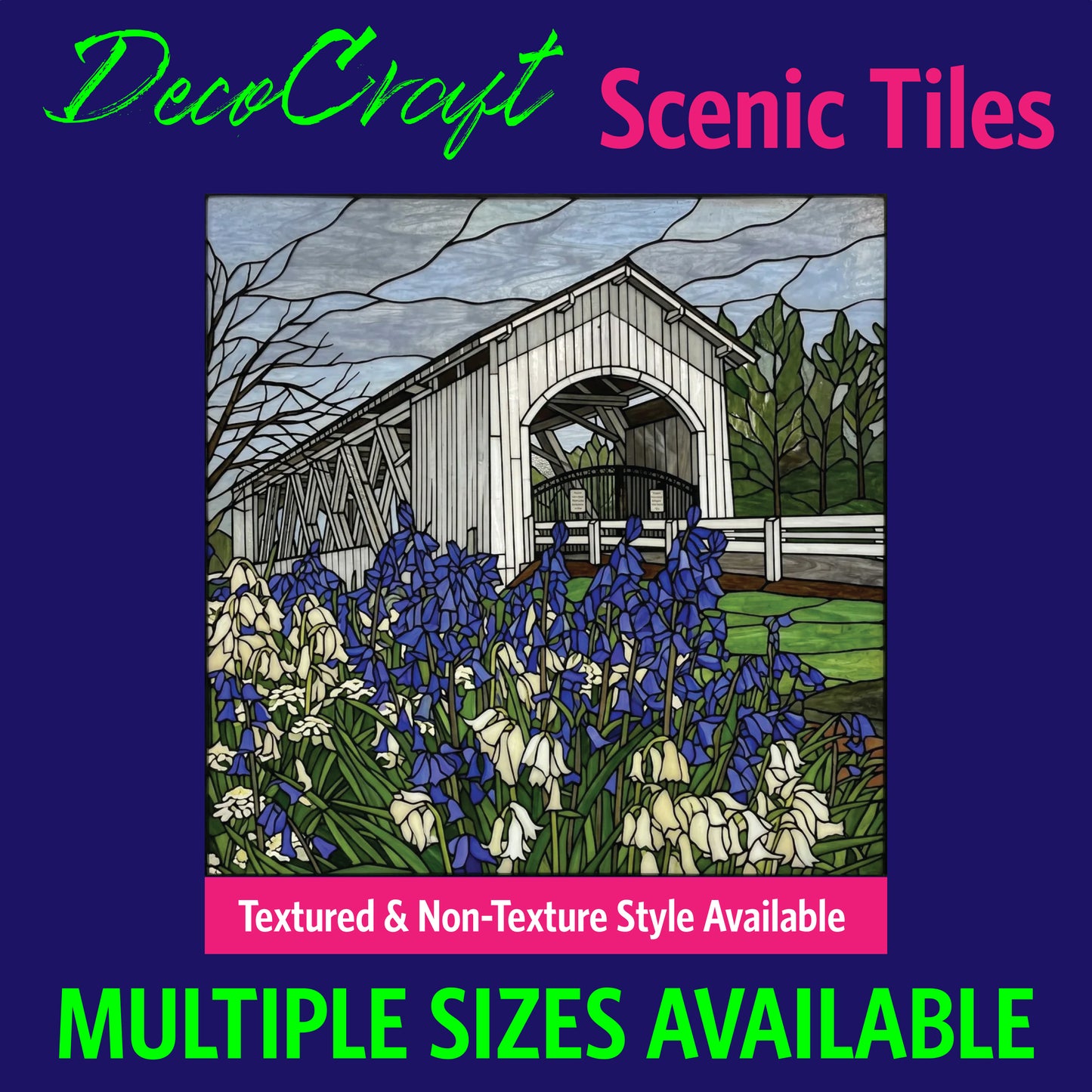 DecoCraft - Scenic Elevated Texture Tiles - Covered Bridges - Bluebells Crossing