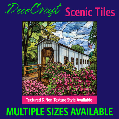 DecoCraft - Scenic Elevated Texture Tiles - Covered Bridges - Springtime Bridge