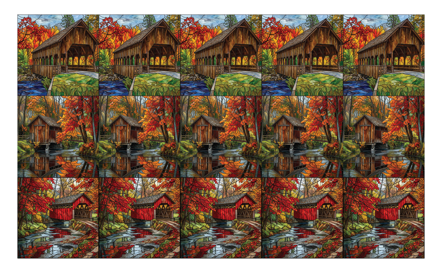 DecoCraft - Scenic Elevated Texture Tiles - Autumn Bridge Reflections