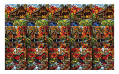 DecoCraft - Scenic Elevated Texture Tiles - Autumn Bridge Reflections