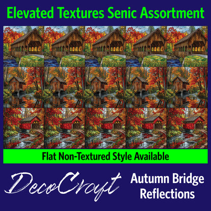 DecoCraft - Scenic Elevated Texture Tiles - Autumn Bridge Reflections