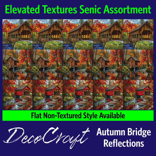 DecoCraft - Scenic Elevated Texture Tiles - Autumn Bridge Reflections