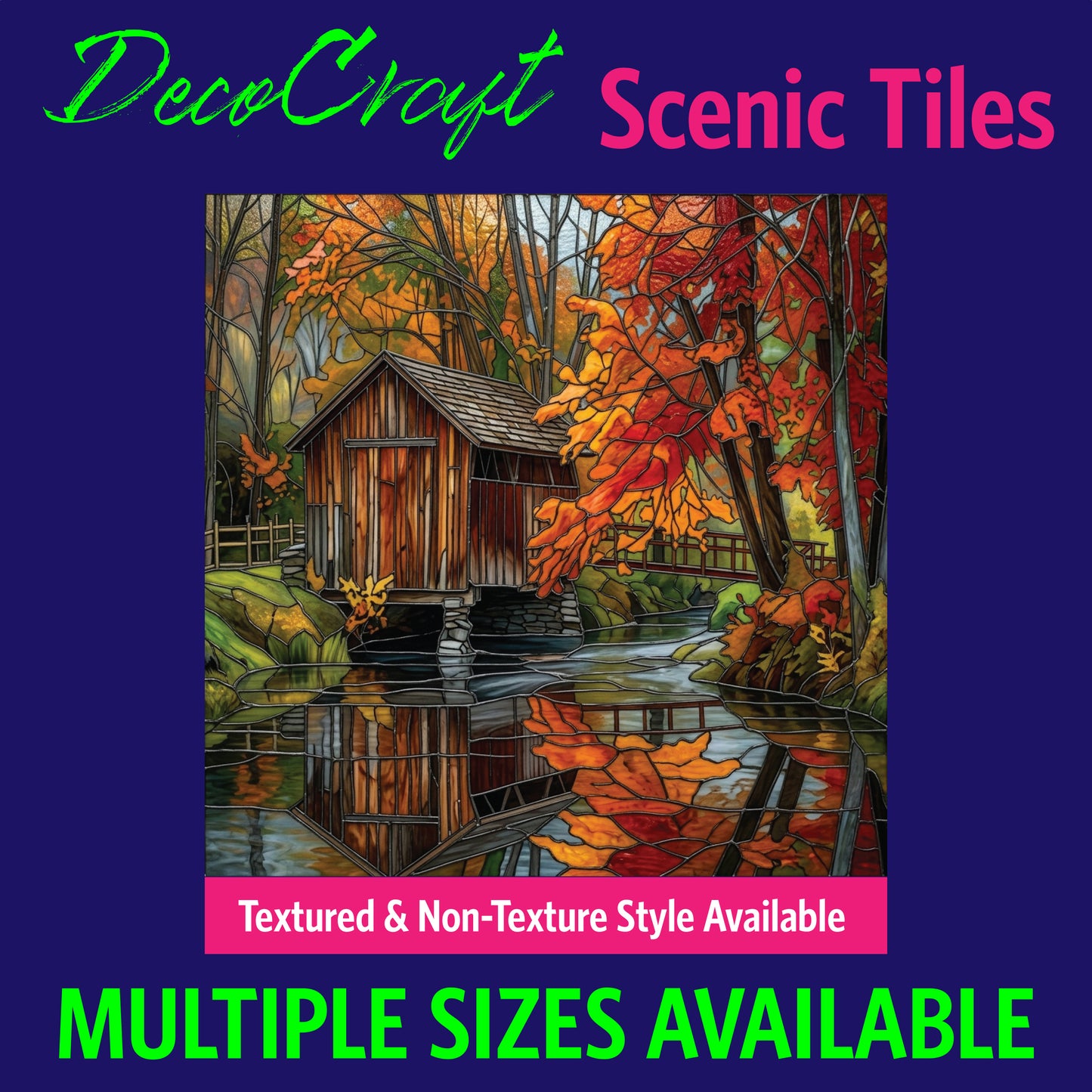 DecoCraft - Scenic Elevated Texture Tiles - Covered Bridges - Autumn Creek