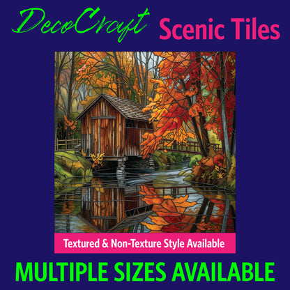 DecoCraft - Scenic Elevated Texture Tiles - Covered Bridges - Autumn Creek