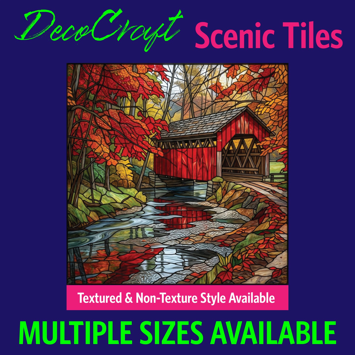 DecoCraft - Scenic Elevated Texture Tiles - Covered Bridges - Crimson Bridge