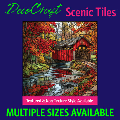 DecoCraft - Scenic Elevated Texture Tiles - Covered Bridges - Crimson Bridge