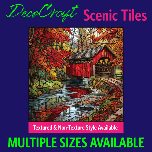 DecoCraft - Scenic Elevated Texture Tiles - Covered Bridges - Crimson Bridge