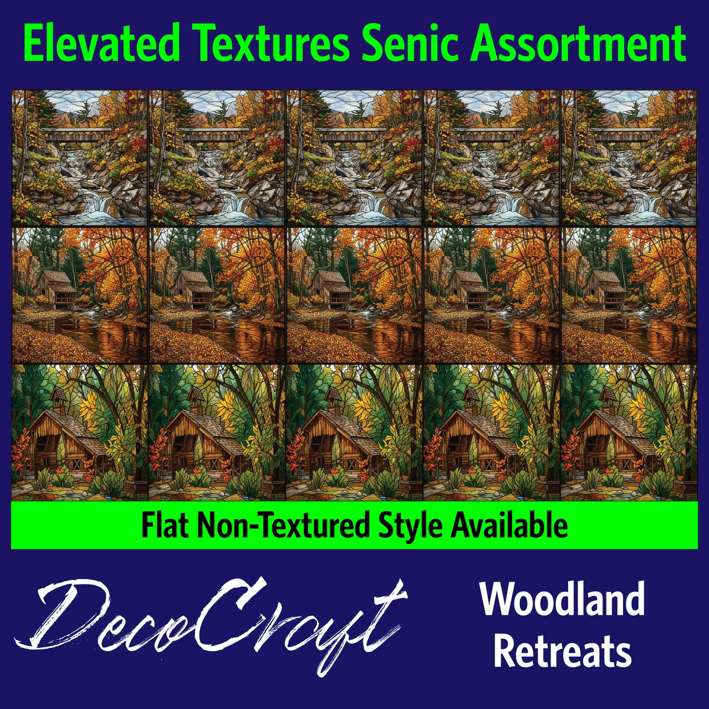 DecoCraft - Scenic Elevated Texture Tiles - Woodland Retreats