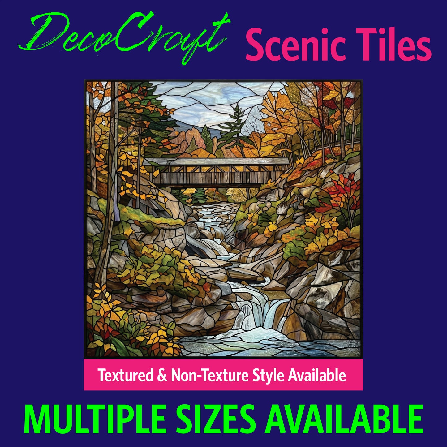 DecoCraft - Scenic Elevated Texture Tiles - Fall - Mountain Bridge