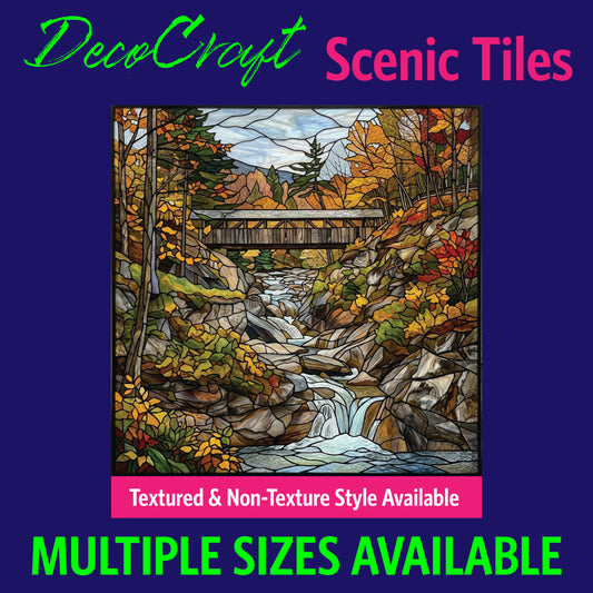 DecoCraft - Scenic Elevated Texture Tiles - Fall - Mountain Bridge