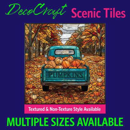 DecoCraft - Scenic Elevated Texture Tiles - Fall - Pumpkin Patch Truck