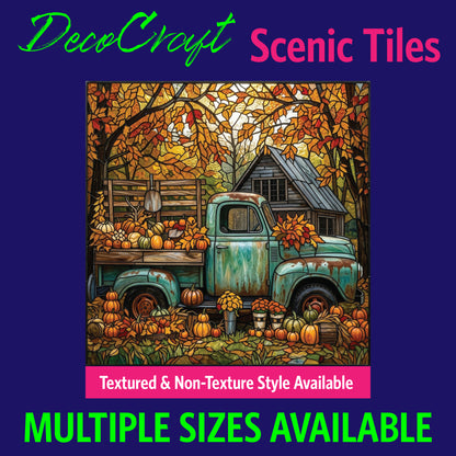 DecoCraft - Scenic Elevated Texture Tiles - Fall - Rustic Pumpkin Truck