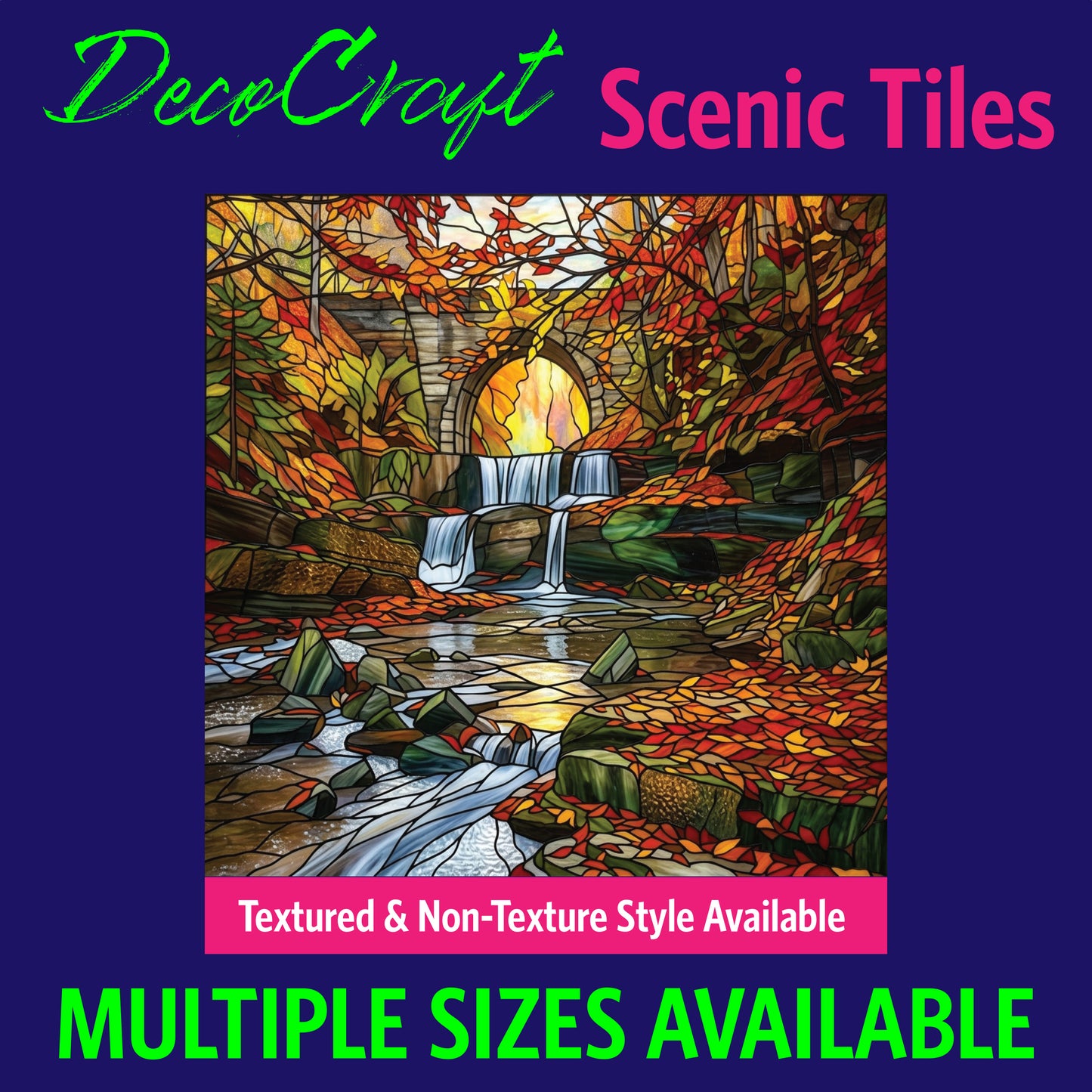 DecoCraft - Scenic Elevated Texture Tiles - Fall - Stone Bridge Cascade
