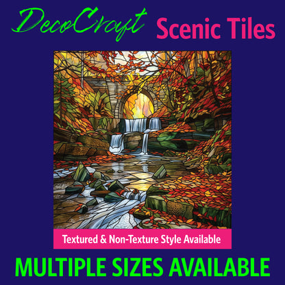 DecoCraft - Scenic Elevated Texture Tiles - Fall - Stone Bridge Cascade