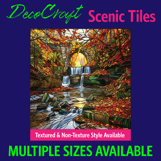 DecoCraft - Scenic Elevated Texture Tiles - Fall - Stone Bridge Cascade