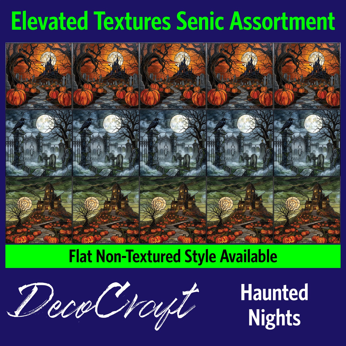 DecoCraft - Scenic Elevated Texture Tiles - Halloween - Haunted Nights