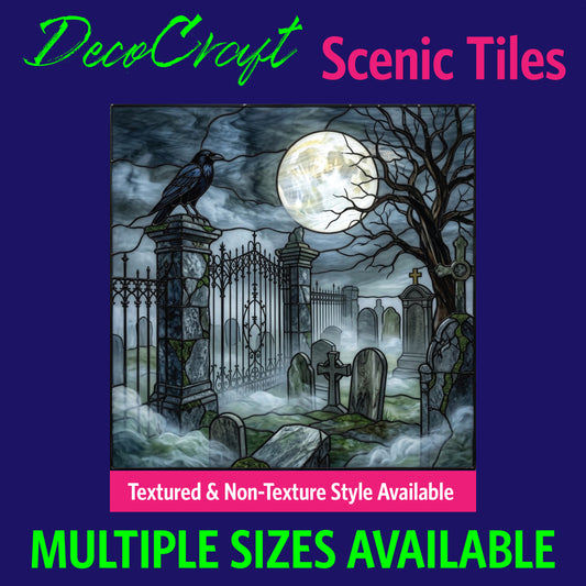 DecoCraft - Scenic Elevated Texture Tiles - Halloween - Moonlit Cementery